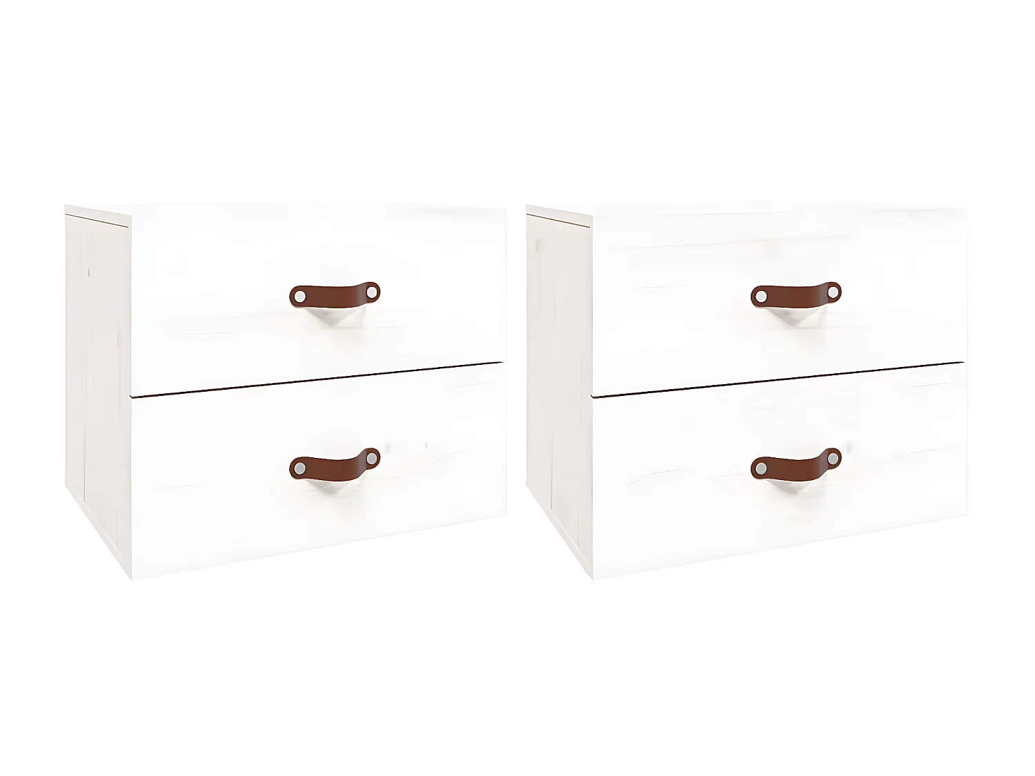 2er-Set Wand-Nachttische Nachtschrank Weiß 50x36x40 cm -RN32338