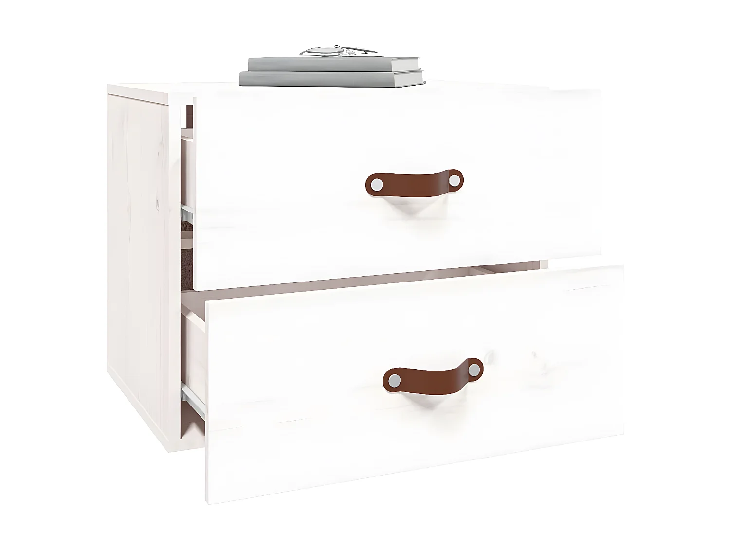 2er-Set Wand-Nachttische Nachtschrank Weiß 50x36x40 cm -RN32338