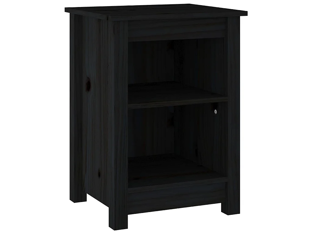 2er-Set Nachttische Nachtschrank Schwarz 40x35x55 cm Massivholz Kiefer -RN98943