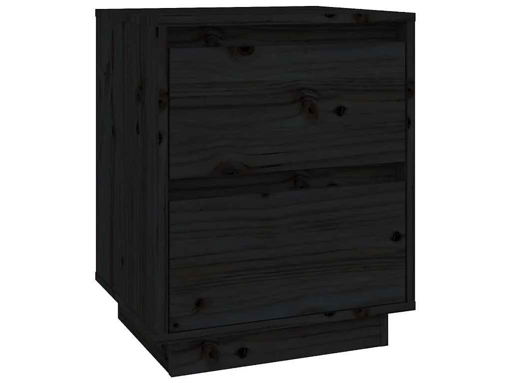 2er-Set Nachttische Nachtschrank Schwarz 40x35x50 cm Massivholz Kiefer -RN76633