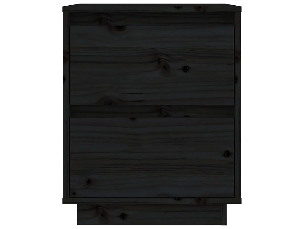 2er-Set Nachttische Nachtschrank Schwarz 40x35x50 cm Massivholz Kiefer -RN76633
