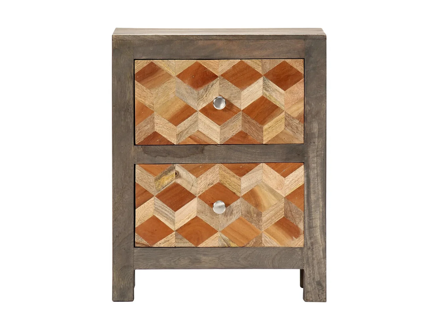 Nachttisch Grau Nachtschrank 40x30x50 cm Massivholz Mango -RN59184