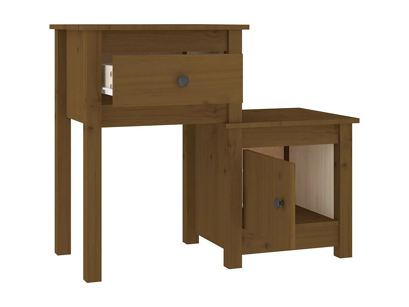 Nachttisch Nachtschrank Honigbraun 79,5x38x65,5 cm Massivholz Kiefer -RN43525