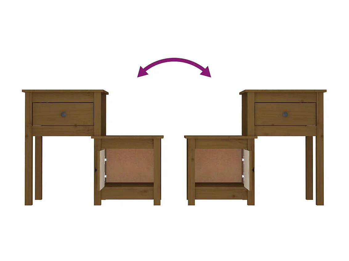 Nachttisch Nachtschrank Honigbraun 79,5x38x65,5 cm Massivholz Kiefer -RN43525