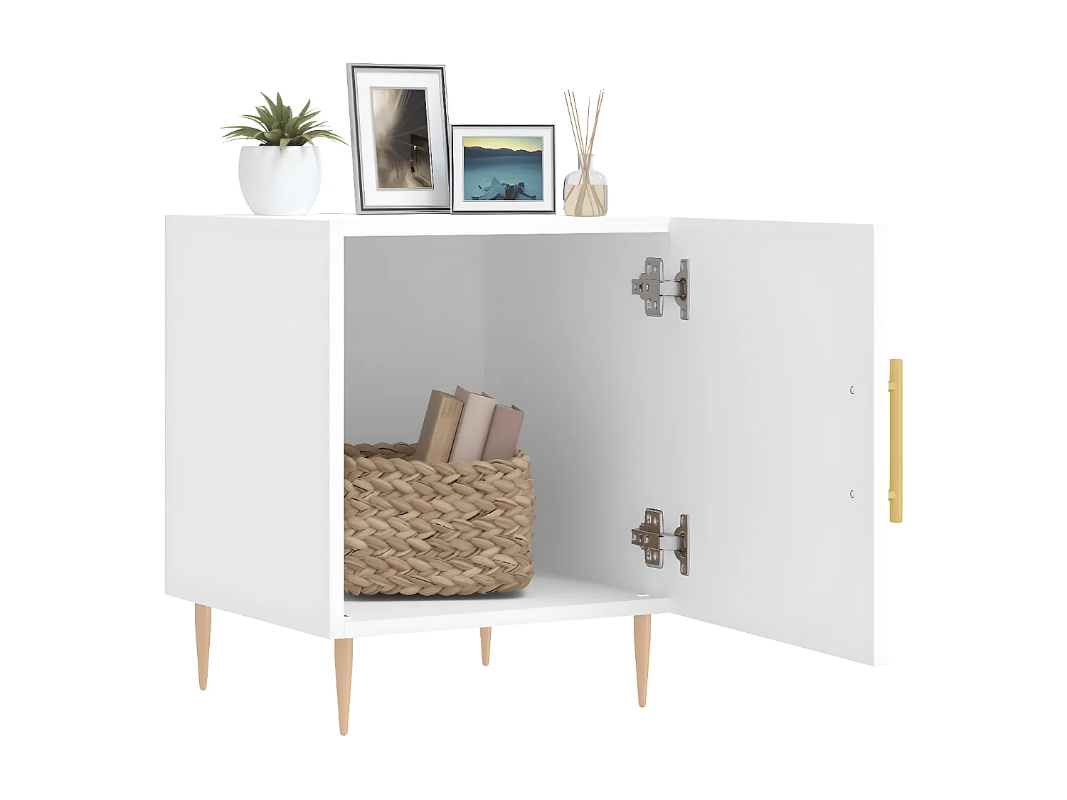 Nachttisch Nachtschrank Weiß 40x40x50 cm Holzwerkstoff -RN43679