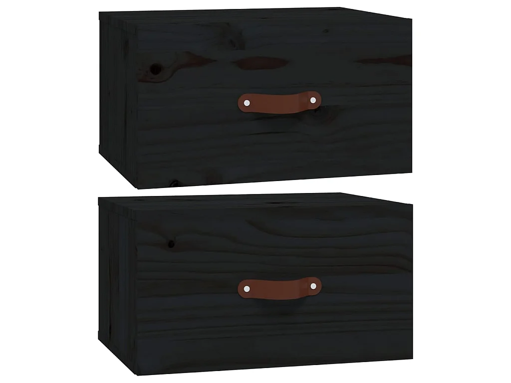 2er-Set Wand-Nachttische Nachtschrank Schwarz 40x29,5x22 cm -RN78416