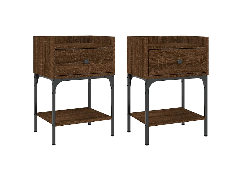 2er-Set Nachttische Nachtschrank Braun Eichen-Optik 40,5x31x60 Holzwerkstoff -RN39303