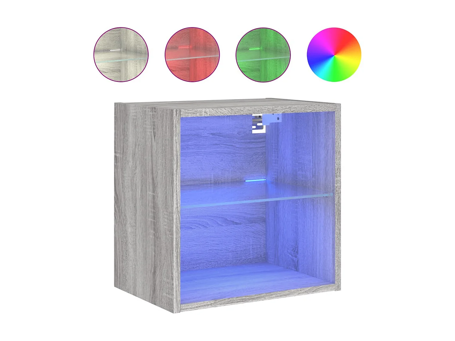 Wand-Nachttisch Nachtschrank mit LED-Leuchten Grau Sonoma -RN77640