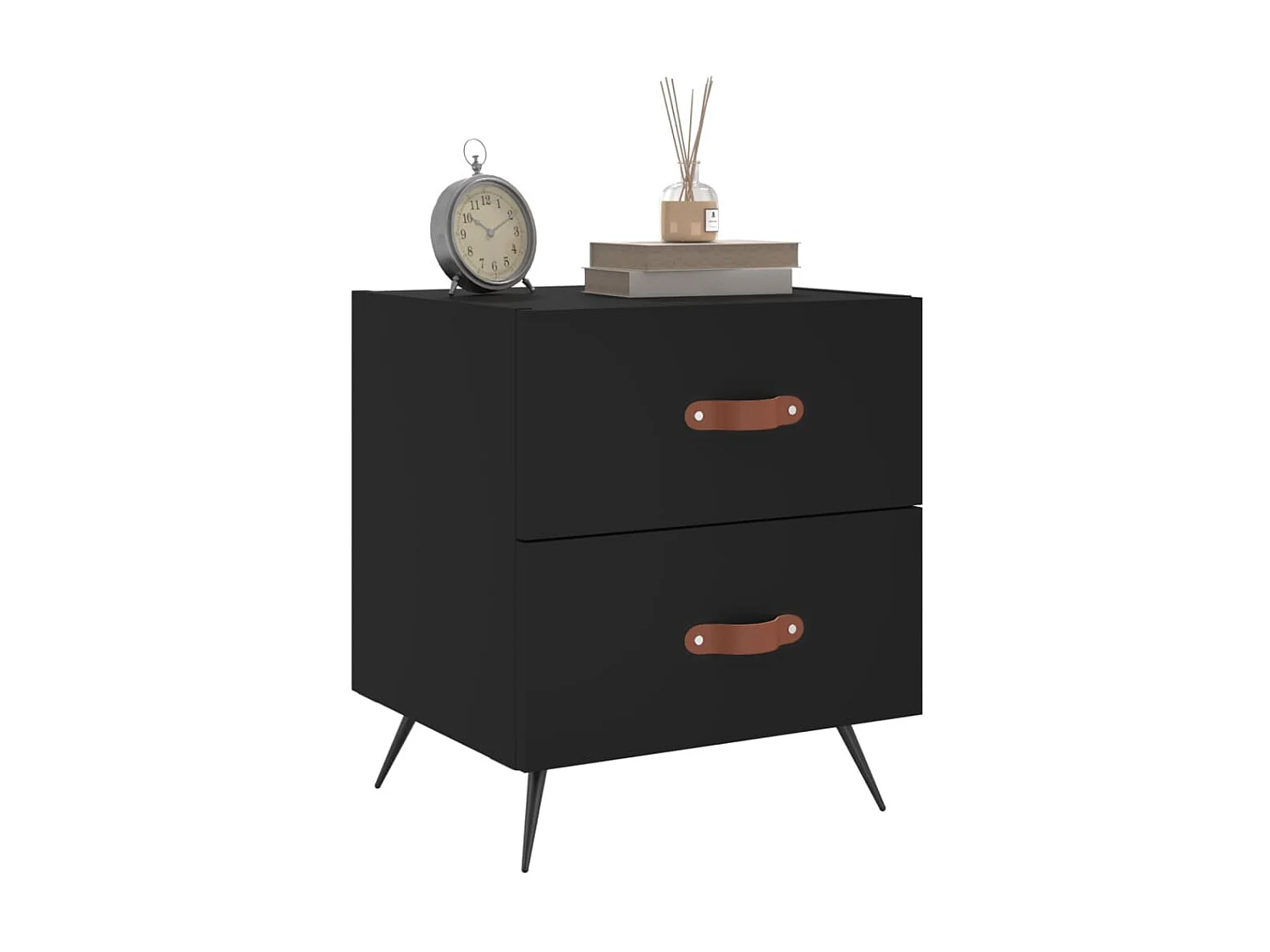 2er-Set Nachttische Nachtschrank Schwarz 40x35x47,5 cm Holzwerkstoff -RN15921