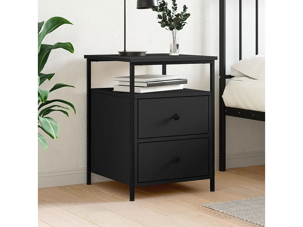 Nachttisch Nachtschrank Schwarz 44x45x60 cm Holzwerkstoff -RN72641