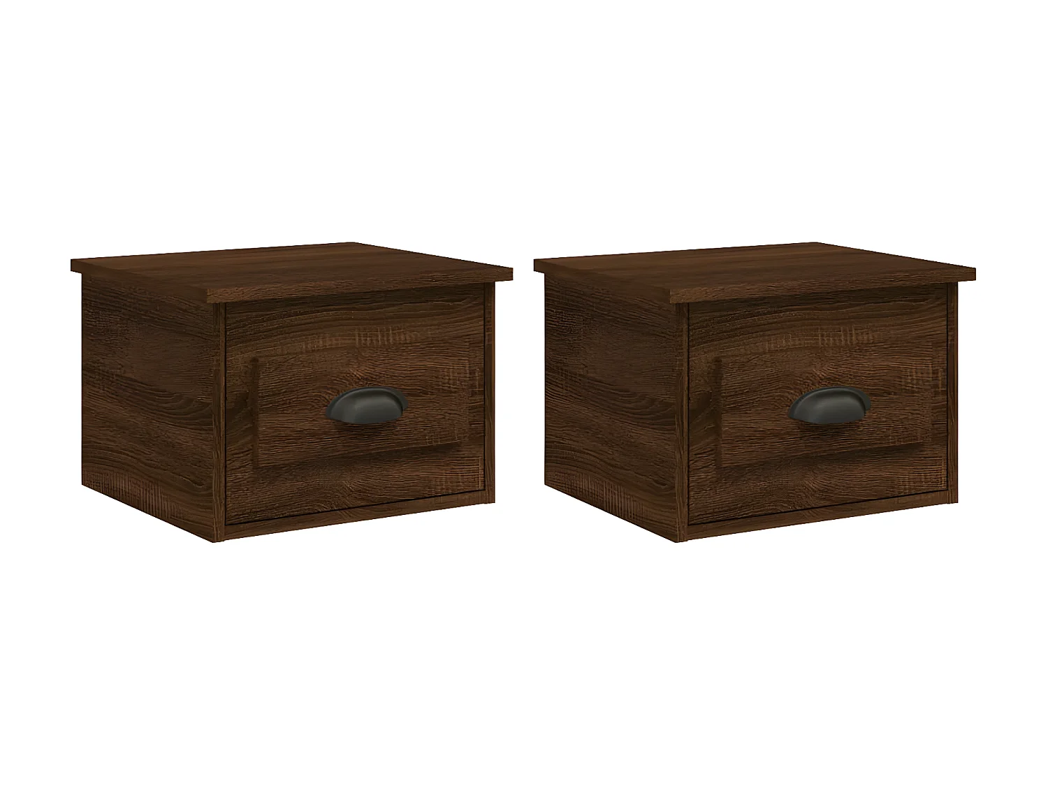 2er-Set Wand-Nachttische Nachtschrank Braun Eichen-Optik 41,5x36x28 cm -RN13836