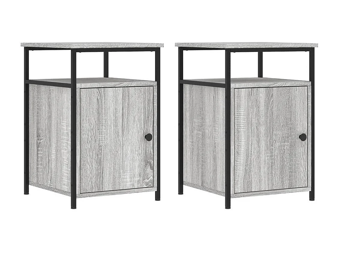 2er-Set Nachttische Nachtschrank Grau Sonoma 40x42x60 cm Holzwerkstoff -RN60472