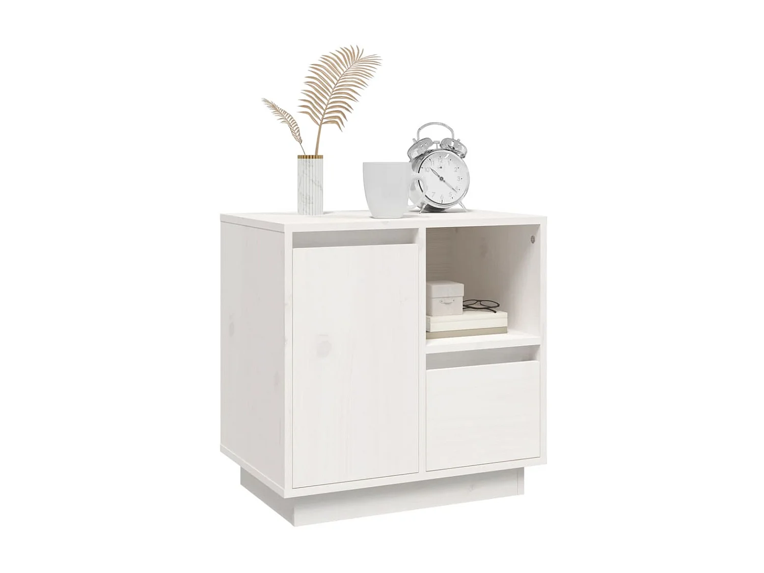 2er-Set Nachttische Nachtschrank Weiß 50x34x50 cm Massivholz Kiefer -RN99165