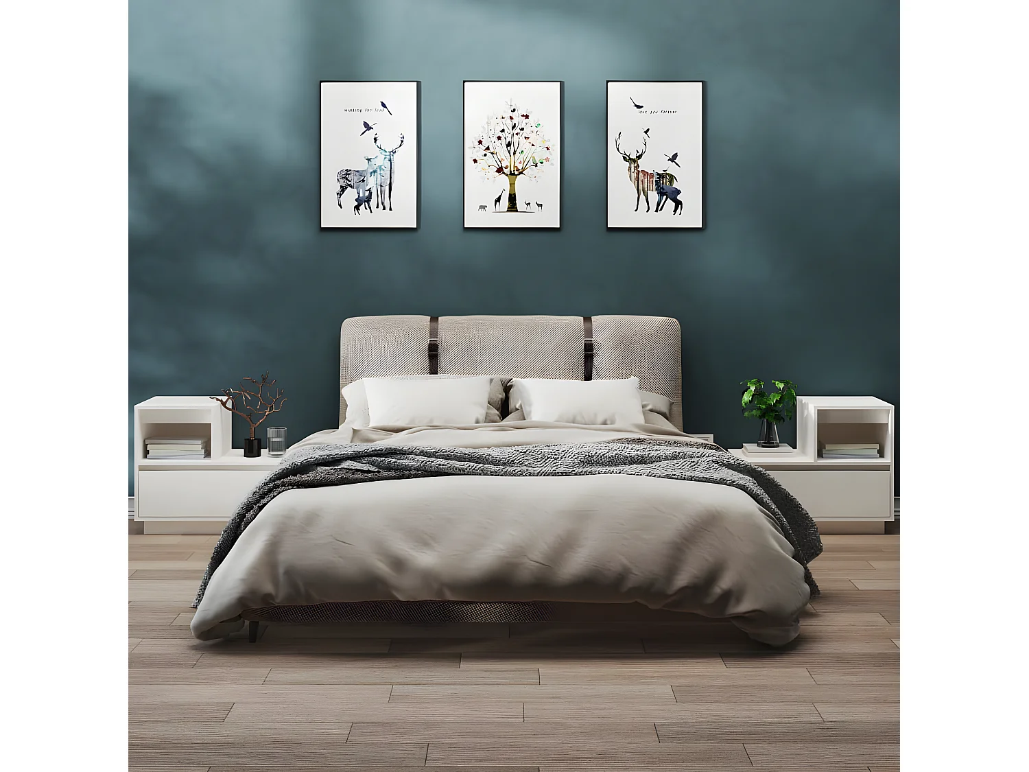 2er-Set Nachttische Nachtschrank Weiß 60x34x51 cm Massivholz Kiefer -RN78656