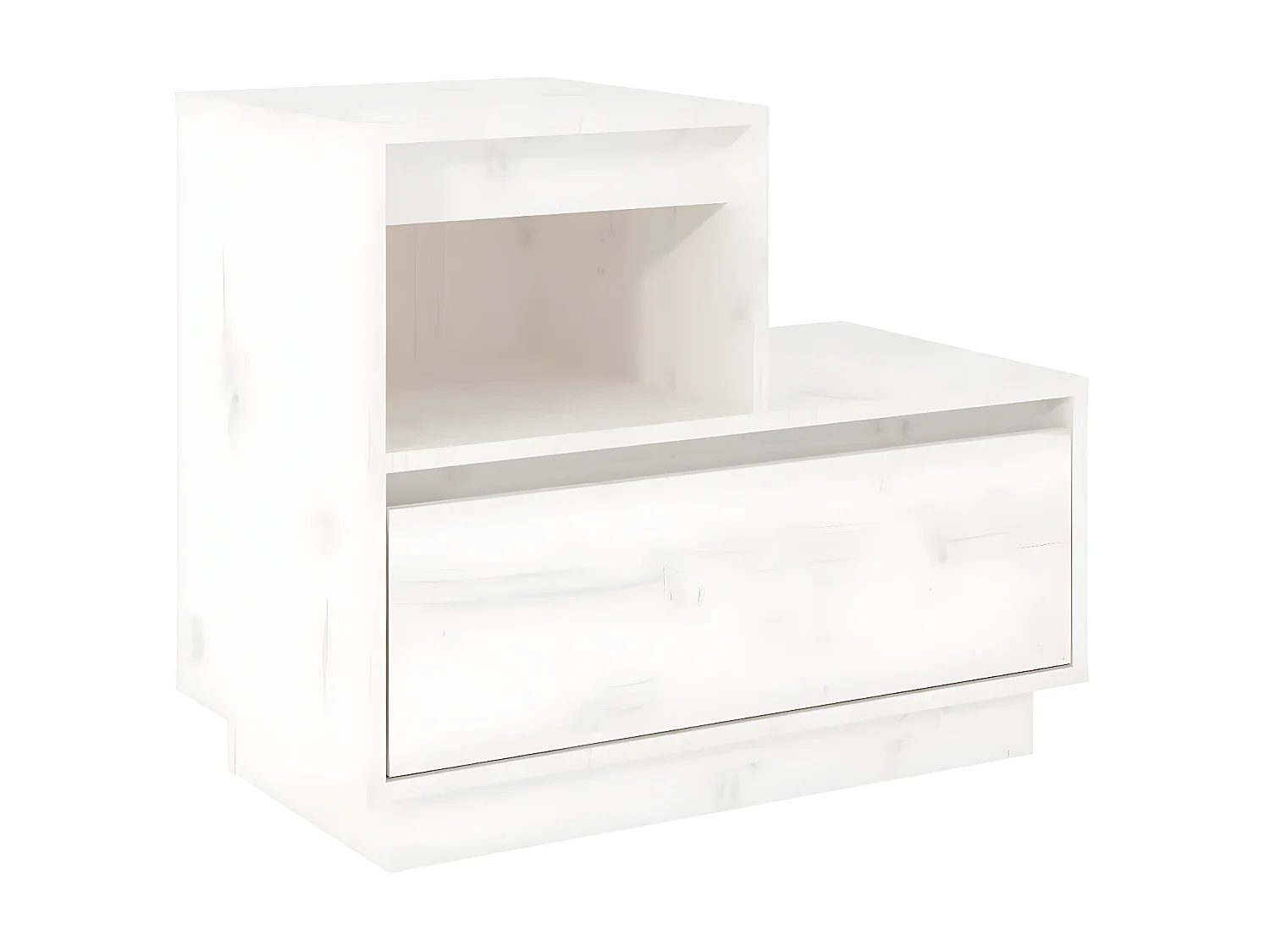 2er-Set Nachttische Nachtschrank Weiß 60x34x51 cm Massivholz Kiefer -RN78656