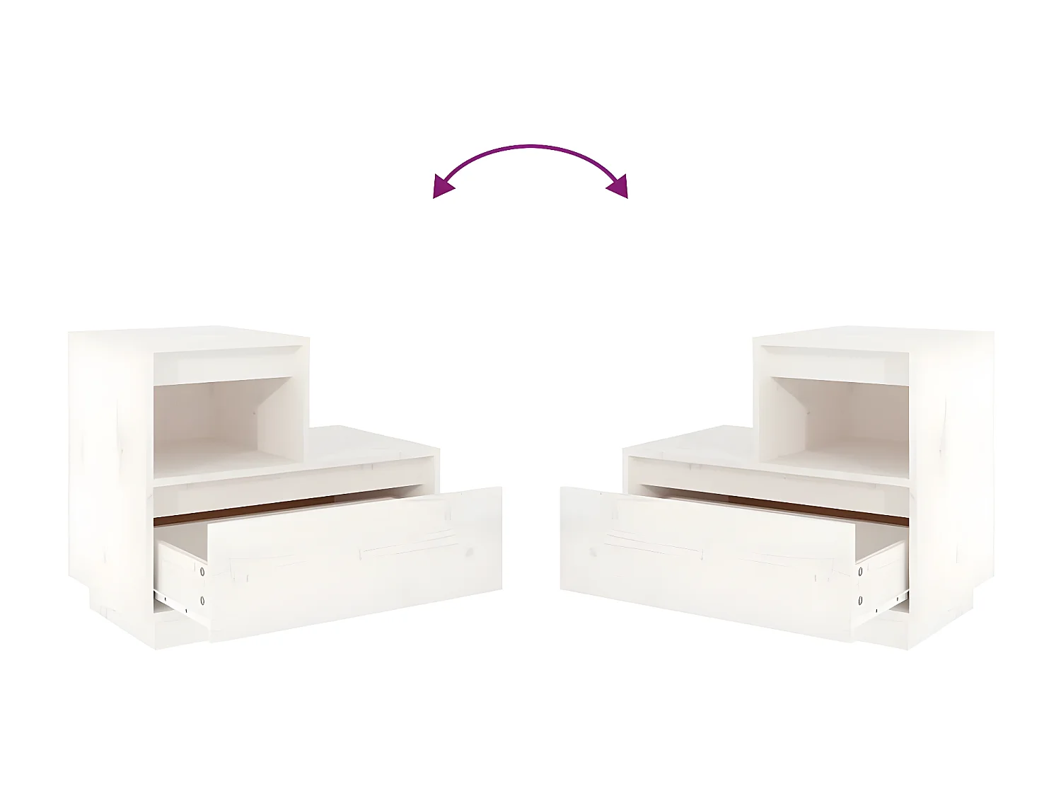 2er-Set Nachttische Nachtschrank Weiß 60x34x51 cm Massivholz Kiefer -RN78656