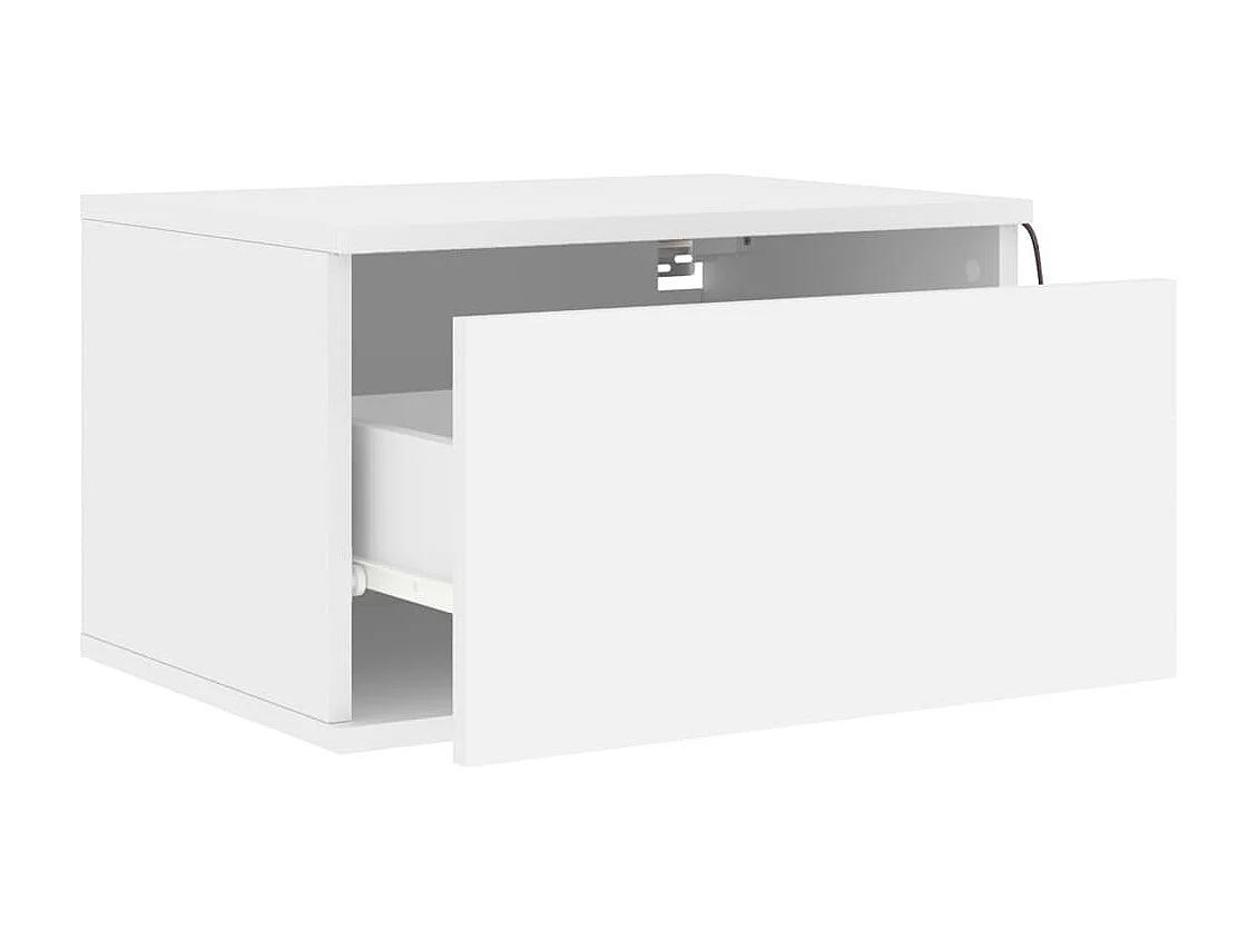 2er-Set Wand-Nachttische Nachtschrank mit LED-Leuchten Weiß -RN57469