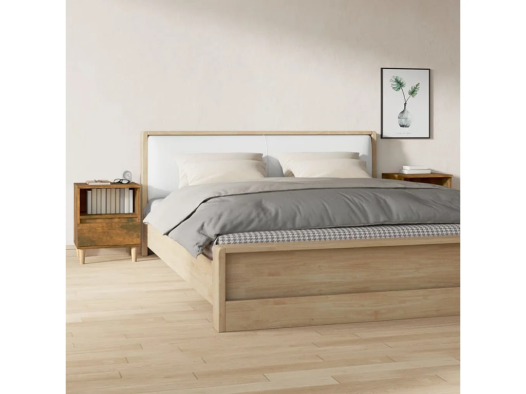 2er-Set Nachttische Nachtschrank Räuchereiche 40x35x50 cm -RN99725