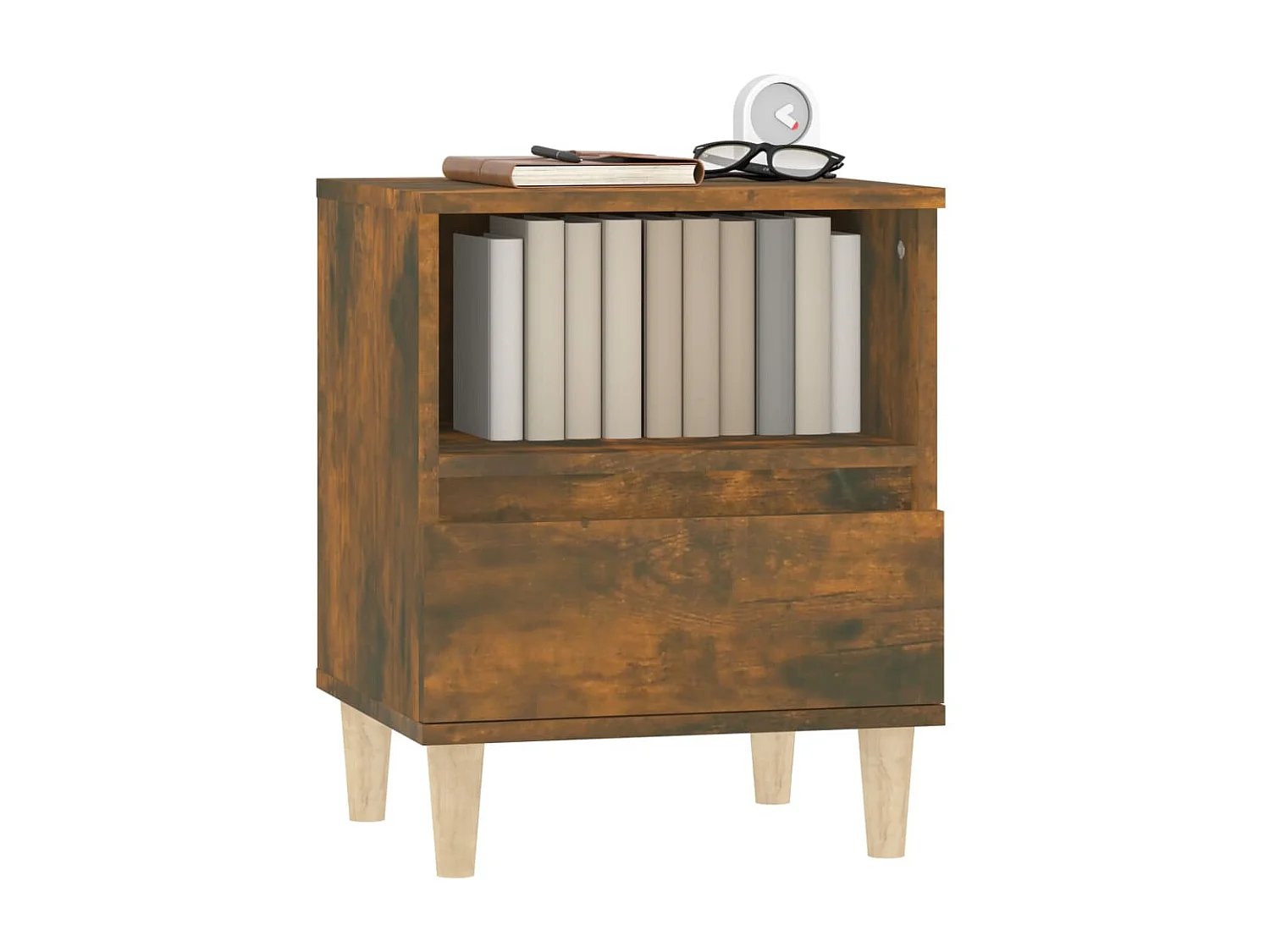 2er-Set Nachttische Nachtschrank Räuchereiche 40x35x50 cm -RN99725