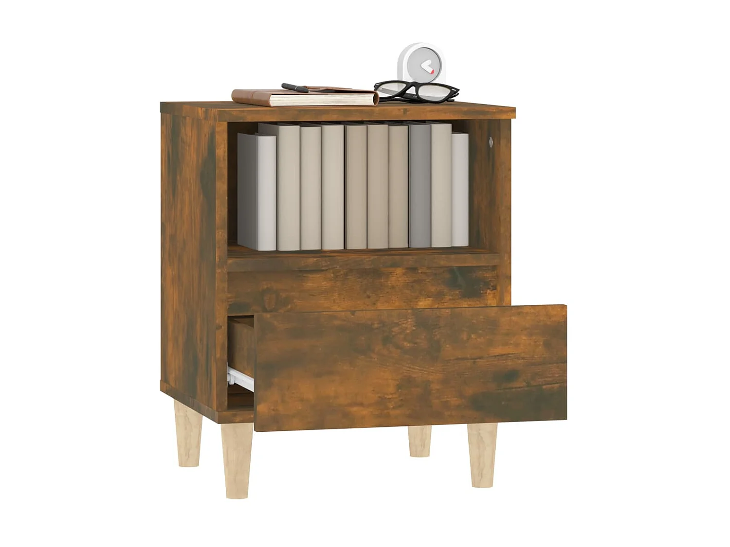 2er-Set Nachttische Nachtschrank Räuchereiche 40x35x50 cm -RN99725