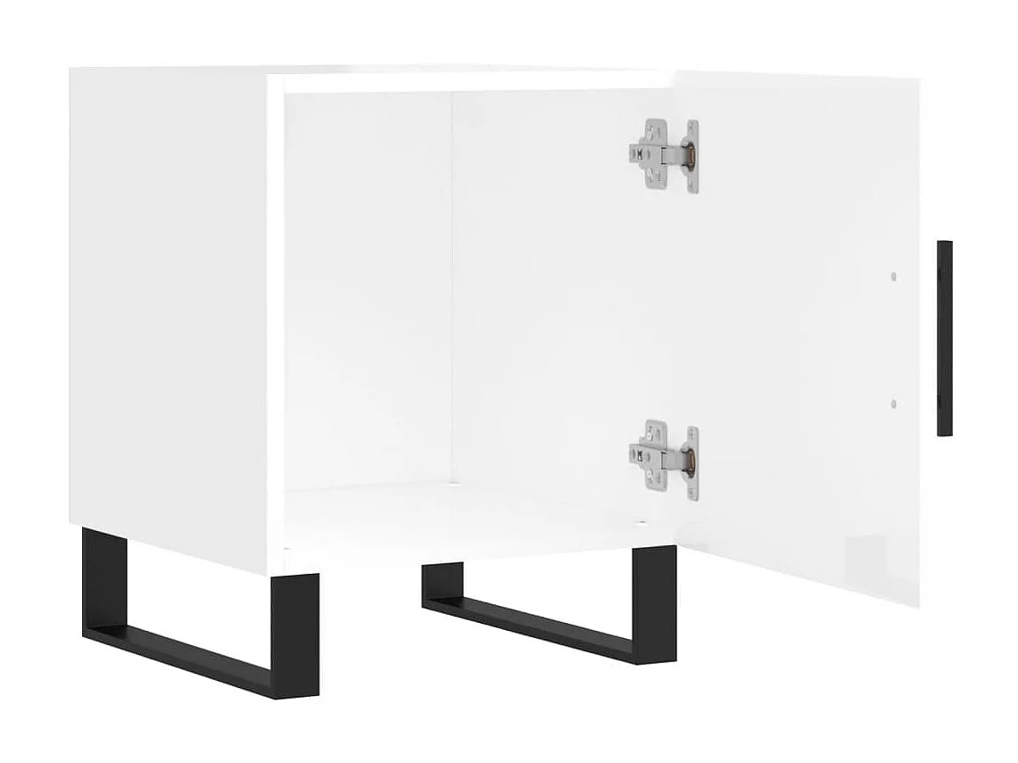 2er-Set Nachttische Nachtschrank Hochglanz-Weiß 40x40x50 cm Holzwerkstoff -RN39474