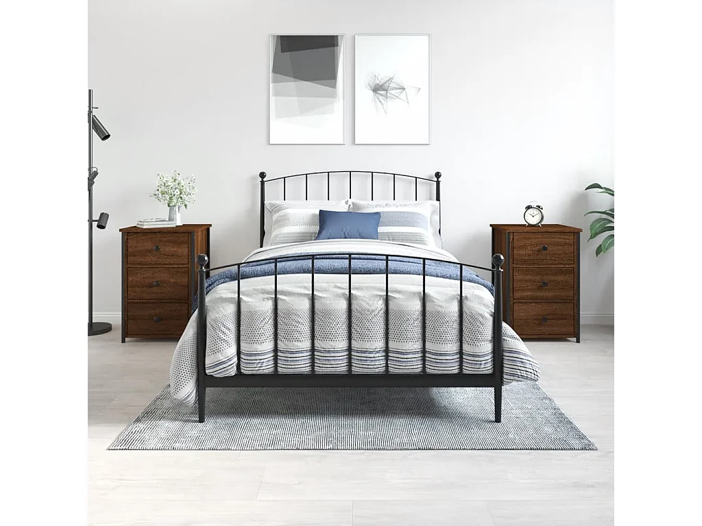 2er-Set Nachttische Nachtschrank Braun Eichen-Optik 40x36x60 cm Holzwerkstoff -RN22965