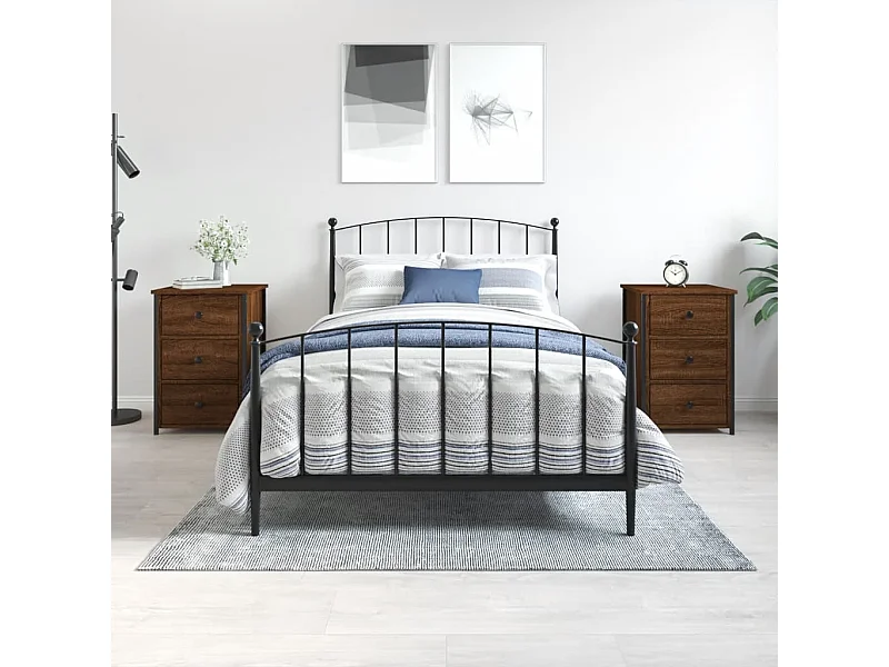 2er-Set Nachttische Nachtschrank Braun Eichen-Optik 40x36x60 cm Holzwerkstoff -RN22965