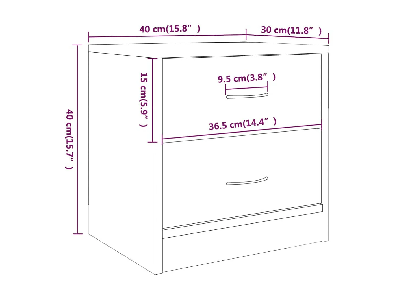 Nachttisch Nachtschrank Räuchereiche 40x30x40 cm Holzwerkstoff -RN65445
