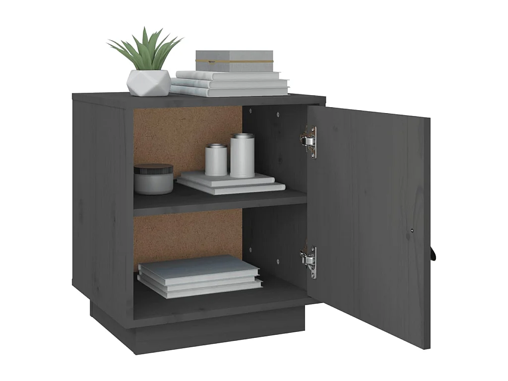 2er-Set Nachttische Nachtschrank Grau 40x34x45 cm Massivholz Kiefer -RN61777