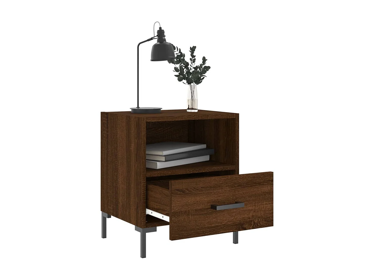 2er-Set Nachttische Nachtschrank Braun Eichen-Optik 40x35x47,5cm Holzwerkstoff -RN82898