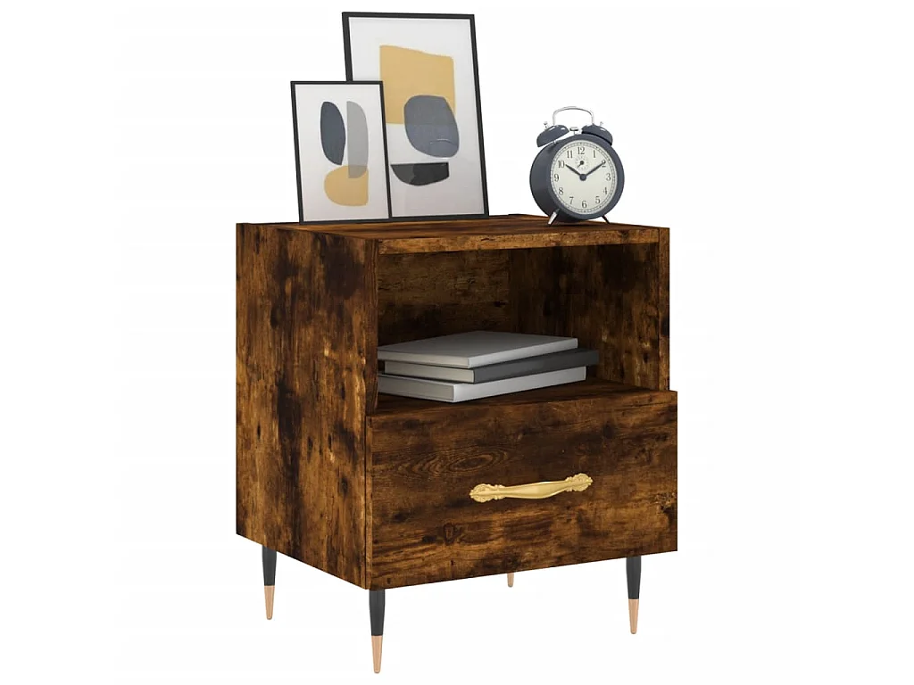 2er-Set Nachttische Nachtschrank Räuchereiche 40x35x47,5 cm Holzwerkstoff -RN98068