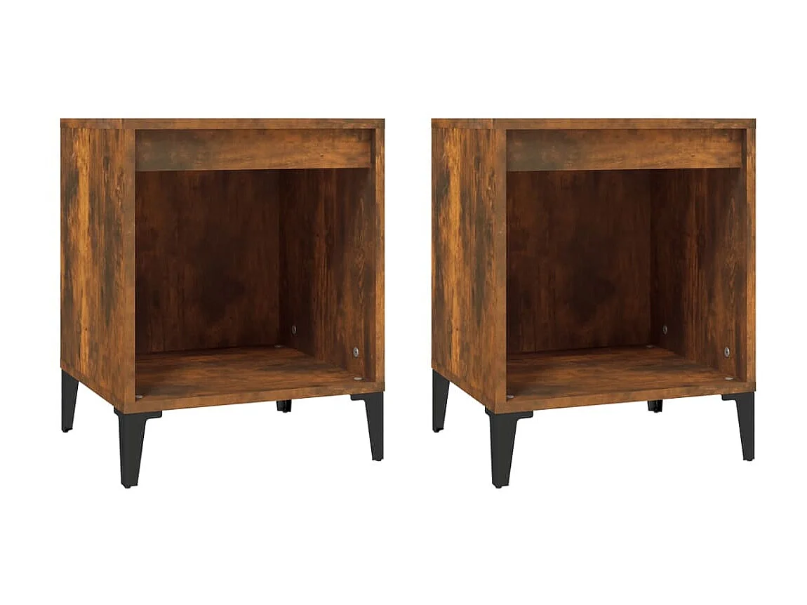 2er-Set Nachttische Nachtschrank Räuchereiche 40x35x50 cm -RN28522