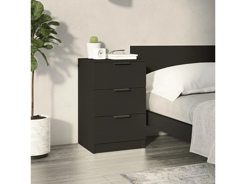 Nachttisch Nachtschrank Schwarz 40x36x65 cm -RN60729