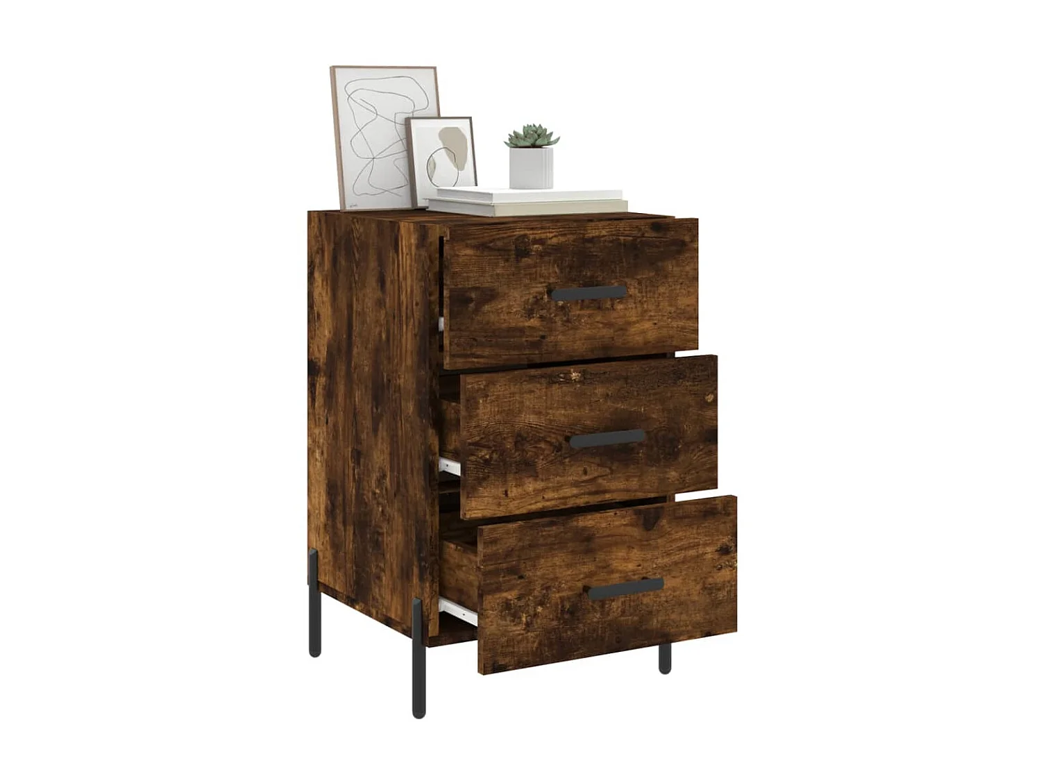 Nachttisch Nachtschrank Räuchereiche 40x40x66 cm Holzwerkstoff -RN28150