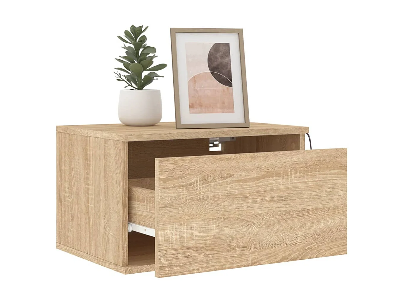 2er-Set Wand-Nachttische Nachtschrank mit LED-Leuchten Sonoma-Eiche -RN75052