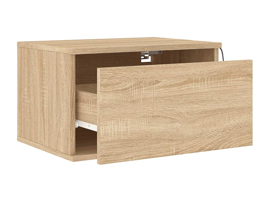 2er-Set Wand-Nachttische Nachtschrank mit LED-Leuchten Sonoma-Eiche -RN75052