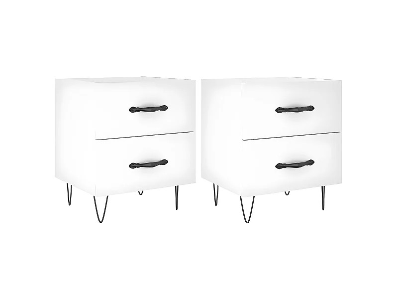 2er-Set Nachttische Nachtschrank Weiß 40x35x47,5 cm Holzwerkstoff -RN12543