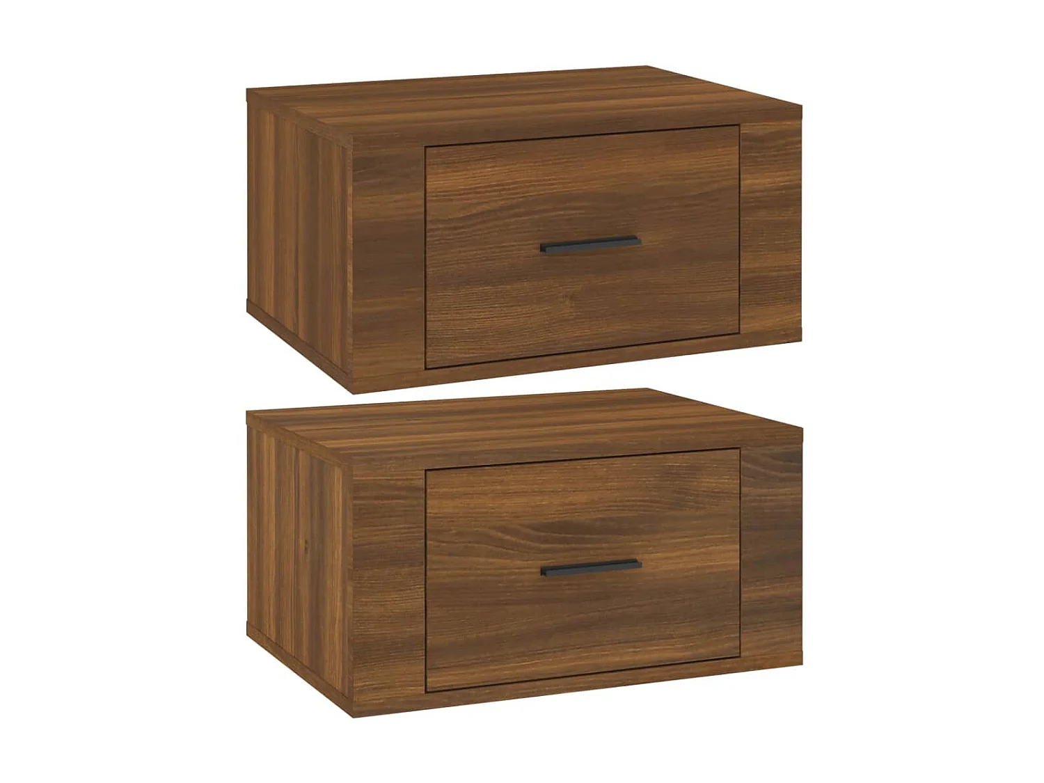 2er-Set Wand-Nachttische Nachtschrank Braun Eichen-Optik 50x36x25 cm -RN58636