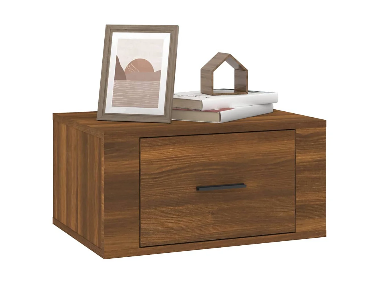 2er-Set Wand-Nachttische Nachtschrank Braun Eichen-Optik 50x36x25 cm -RN58636