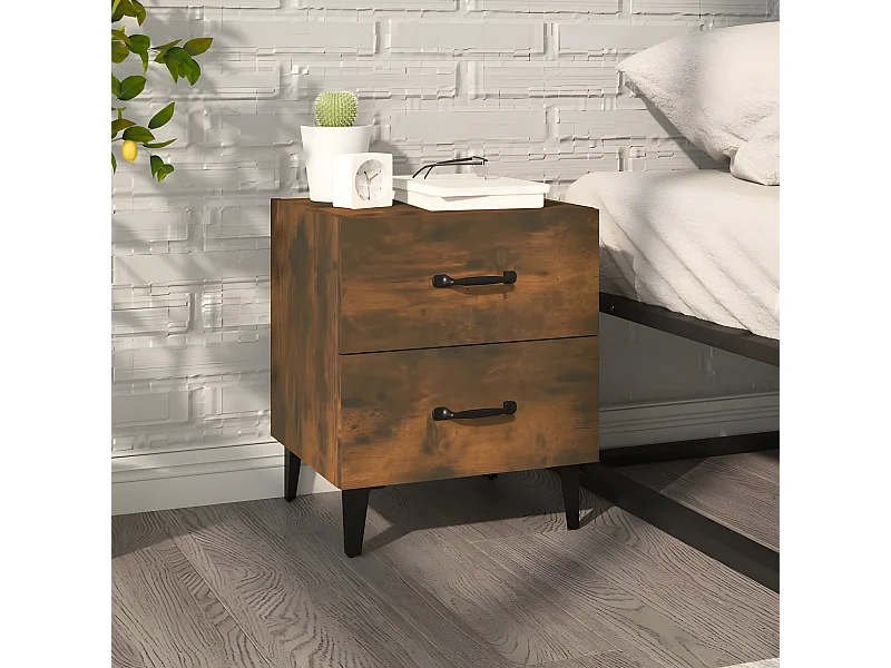 Nachttisch Nachtschrank Räuchereiche 40x35x47,5 cm -RN77811