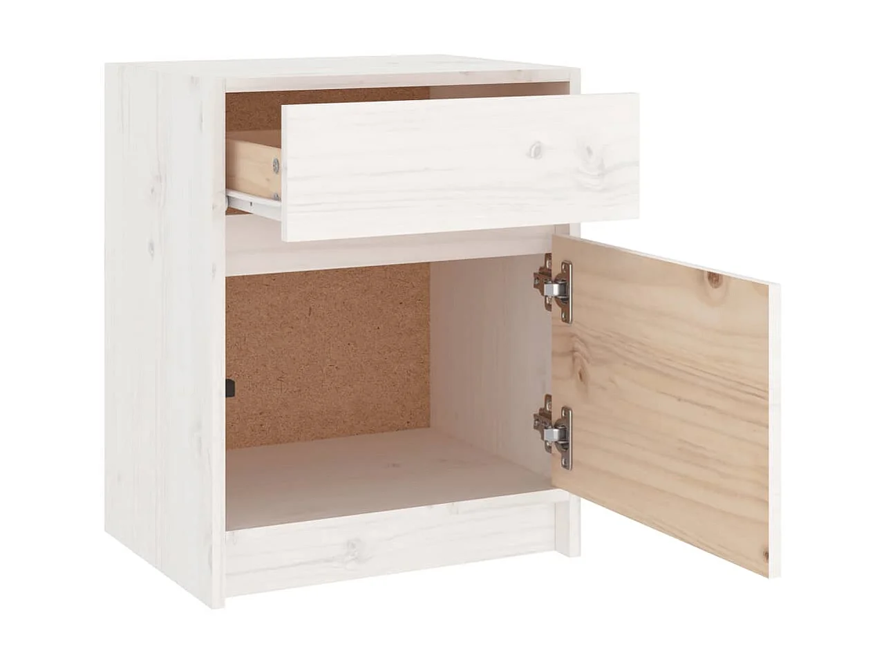 2er-Set Nachtschränke Nachttische Weiß 40x31x50 cm Massivholz Kiefer -RN61158