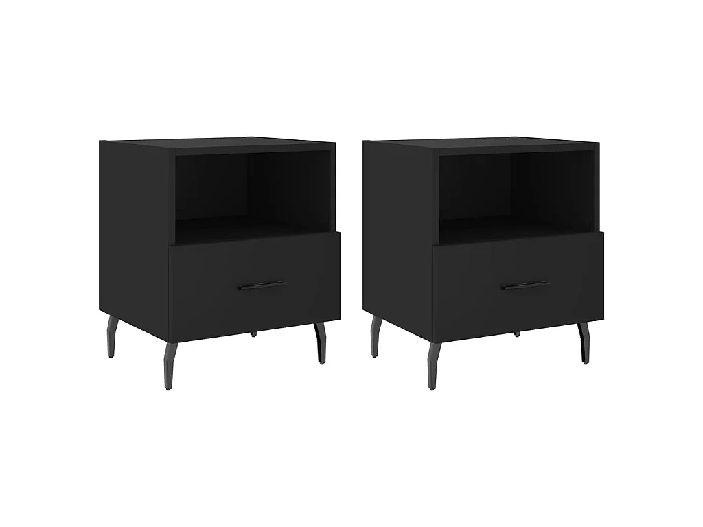 2er-Set Nachttische Nachtschrank Schwarz 40x35x47,5 cm Holzwerkstoff -RN54951