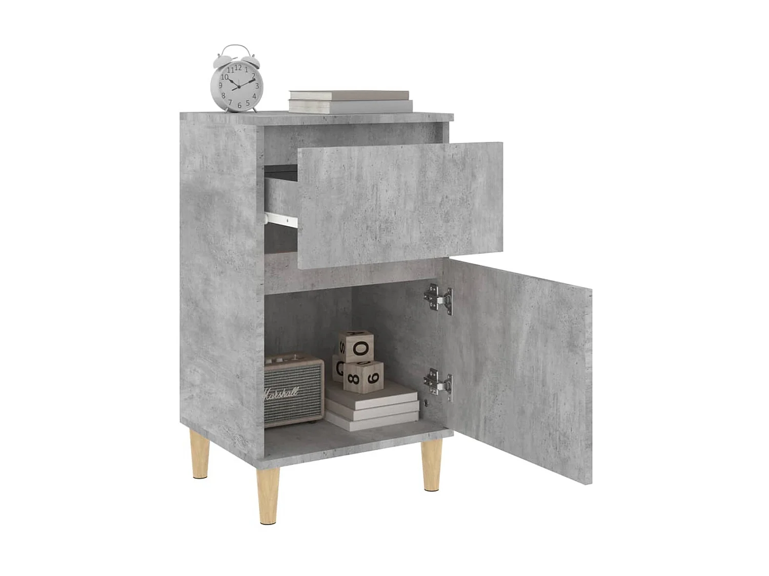 Nachttisch Betongrau Nachtschrank 40x35x70 cm -RN31051
