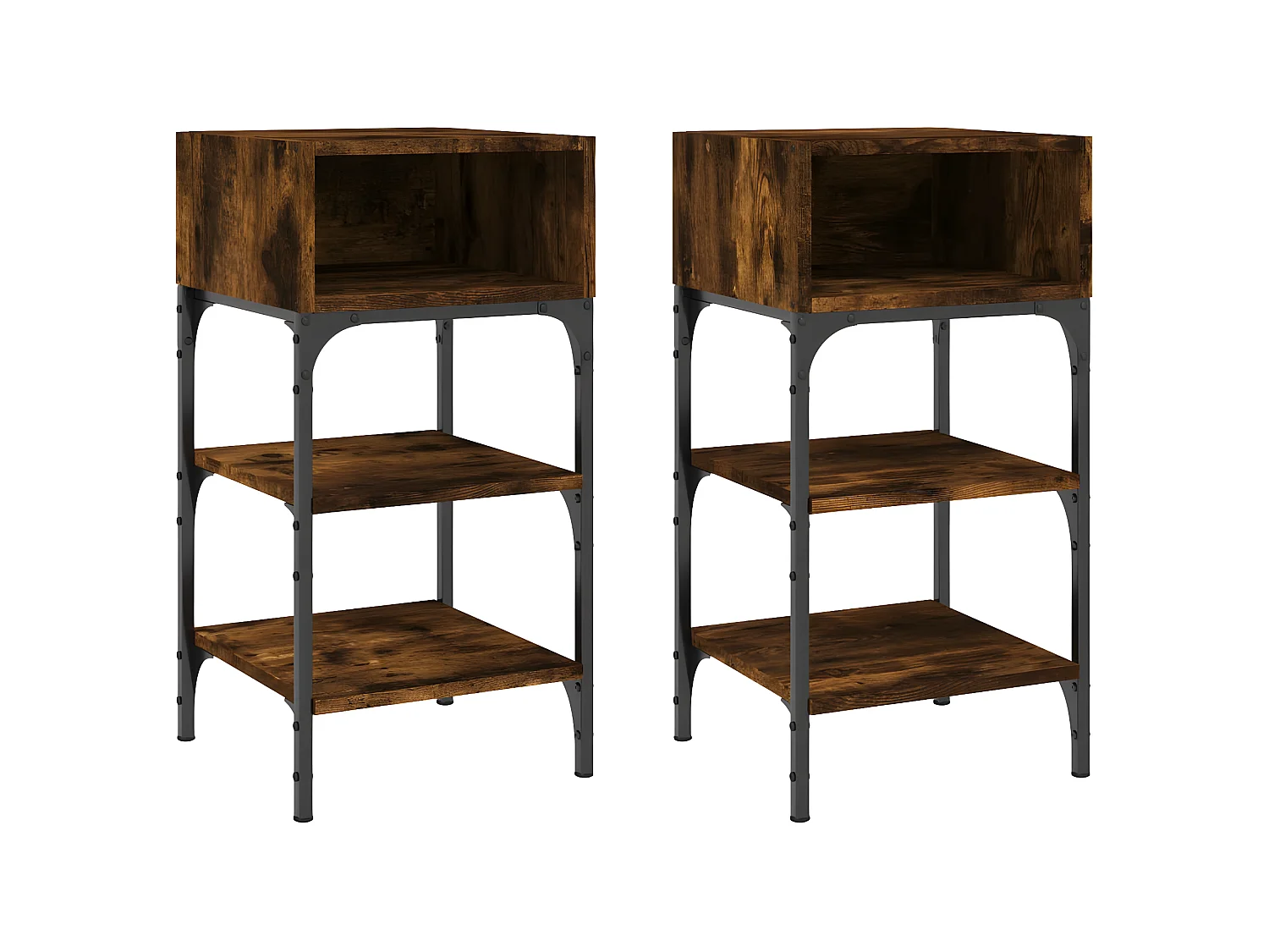 2er-Set Nachttische Nachtschrank Räuchereiche 35x34,5x70 cm Holzwerkstoff -RN58767