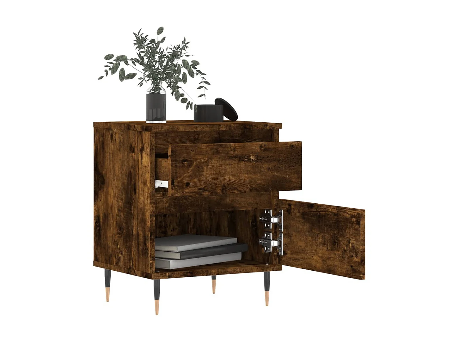 Nachttisch Nachtschrank Räuchereiche 40x35x50 cm Holzwerkstoff -RN24807