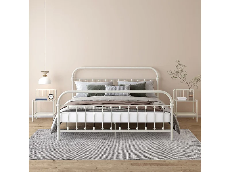 2er-Set Nachttische Nachtschrank Weiß Transparent Metall und Glas -RN86403