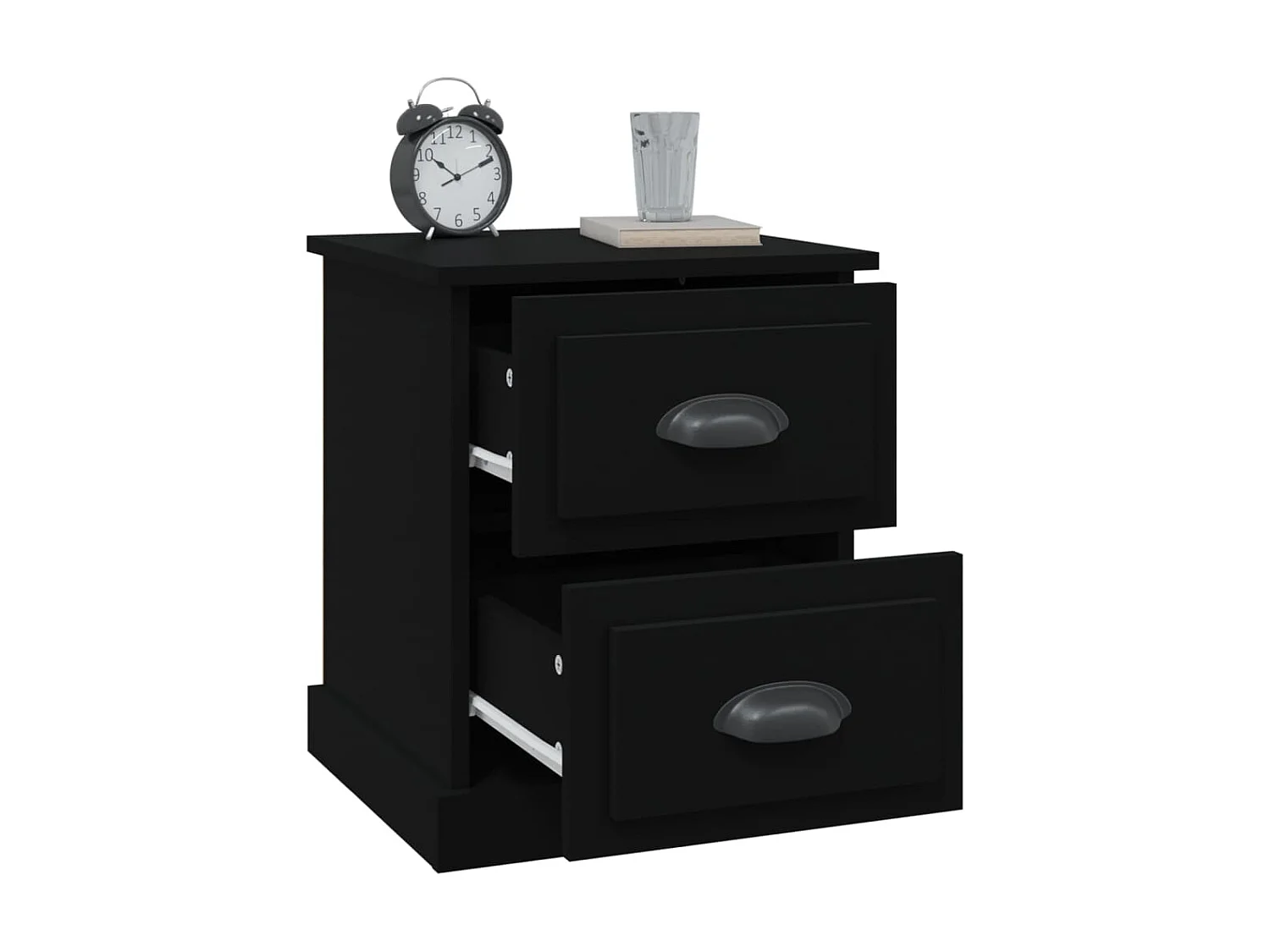 Nachttisch Nachtschrank Schwarz 39x39x47,5 cm Holzwerkstoff -RN49560