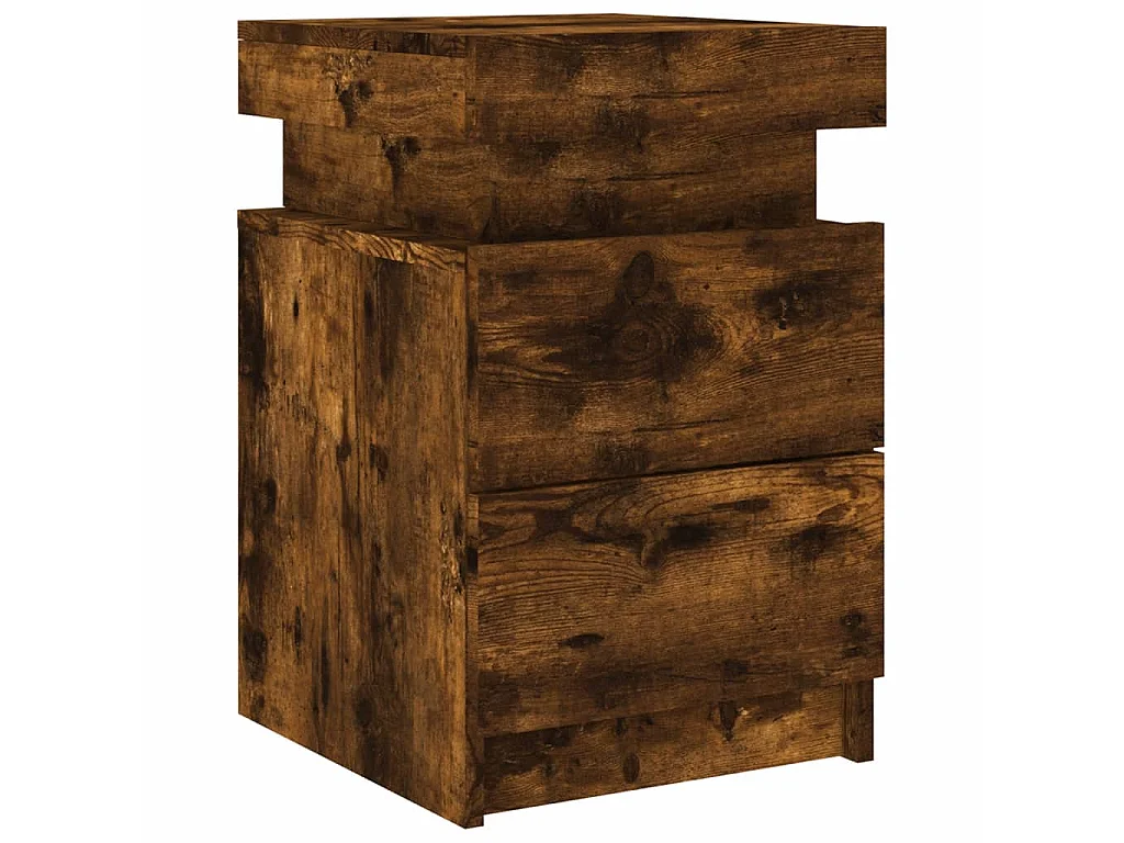 2er-Set Nachttische Nachtschrank mit LED-Leuchten Räuchereiche 35x39x55 cm -RN65944