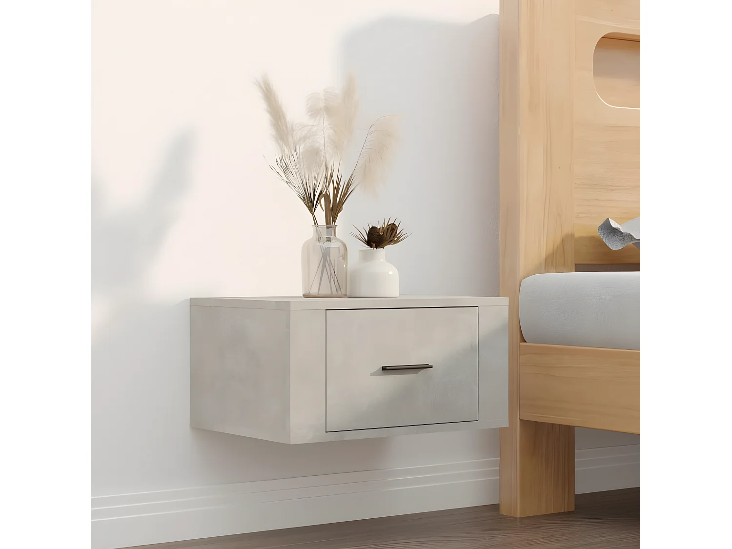 Wand-Nachttisch Betongrau Nachtschrank 50x36x25 cm -RN88921