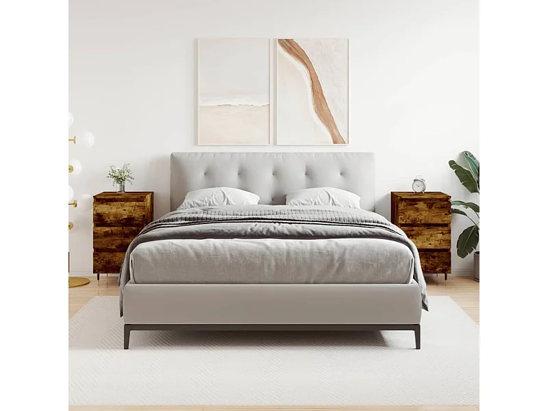 2er-Set Nachttische Nachtschrank Räuchereiche 40x35x69 cm Holzwerkstoff -RN83179